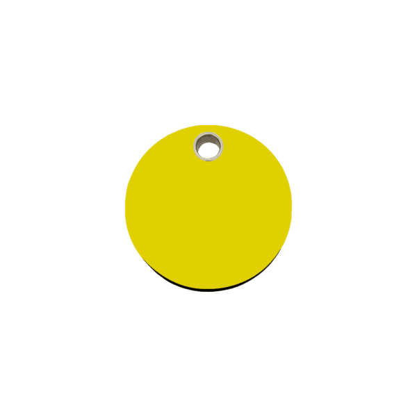 Vue avant - Médaille personnalisable Red Dingo jaune S pour chien/chat - gravure incluse