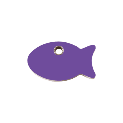 Vue avant - Médaille personnalisée pour chien/chat Red Dingo Poisson Violet S - Gravure incluse