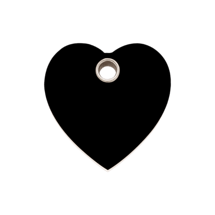 Vue avant - Médaille personnalisée Red Dingo cœur noir taille M pour chien - Réf. 04-HT-BB-ME