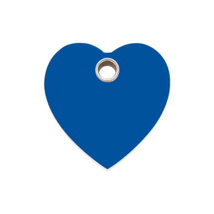 Vue avant - Médaille personnalisée pour chien Red Dingo cœur bleu foncé taille M - 04-HT-DB-ME