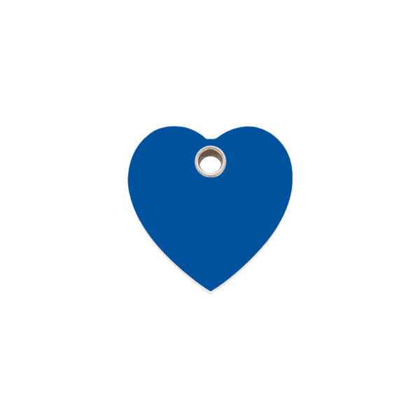 Vue avant - Médaille personnalisée pour chien/chat Red Dingo cœur bleu foncé S - Gravure incluse