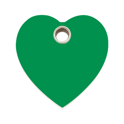 Vue avant - Médaille personnalisée pour chien Red Dingo cœur vert taille L - 04-HT-GR-LG