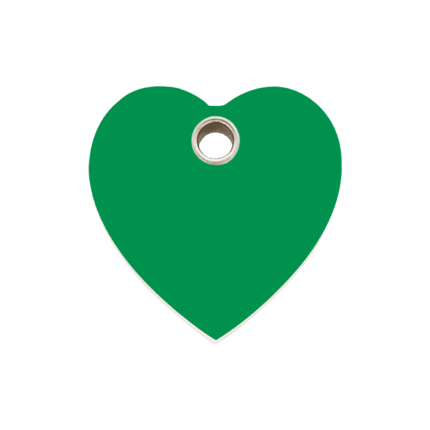 Vue avant - Médaille personnalisée pour chien Red Dingo cœur vert taille M - 04-HT-GR-ME