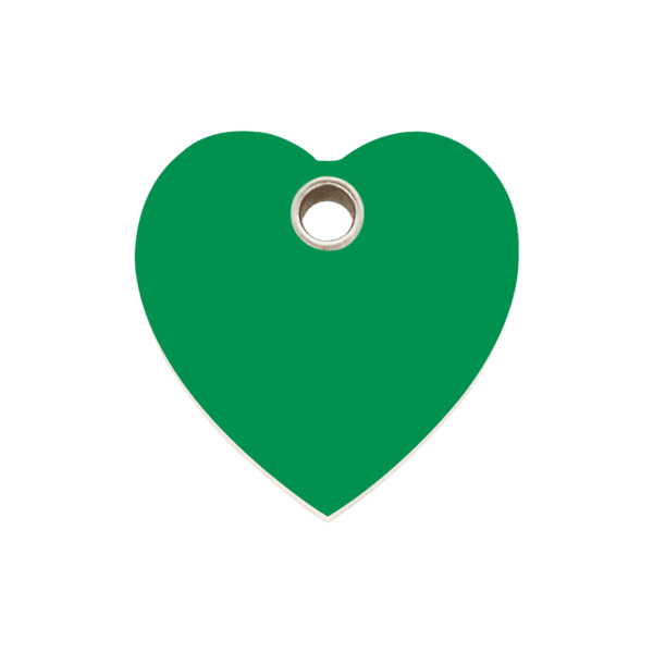 Vue avant - Médaille personnalisée pour chien Red Dingo cœur vert taille M - 04-HT-GR-ME
