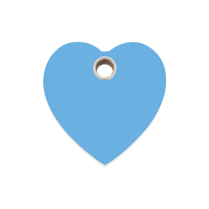 Vue avant - Médaille personnalisée pour chien ou chat - Red Dingo - Cœur bleu clair - Taille M