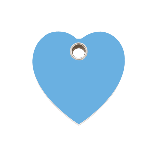 Vue avant - Médaille personnalisée pour chien ou chat - Red Dingo - Cœur bleu clair - Taille M