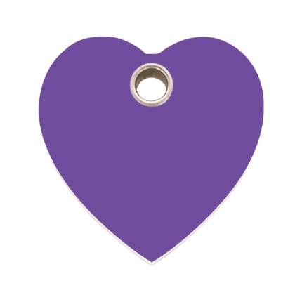Vue avant - Médaille personnalisable Red Dingo cœur violet taille L pour chien - Réf : 04-HT-PU-LG