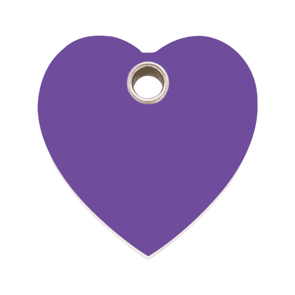 Vue avant - Médaille personnalisable Red Dingo cœur violet taille L pour chien - Réf : 04-HT-PU-LG