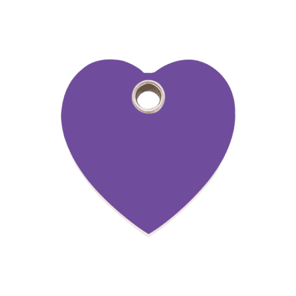 Vue avant - Médaille personnalisée Red Dingo cœur violet taille M pour chien - 04-HT-PU-ME