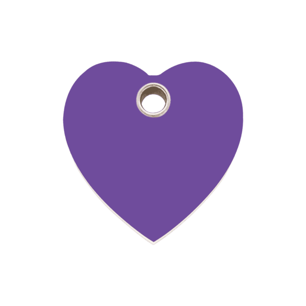 Vue avant - Médaille personnalisée Red Dingo cœur violet taille M pour chien - 04-HT-PU-ME