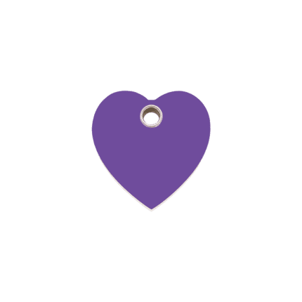 Vue avant - Médaille personnalisée Red Dingo cœur violet taille S pour chien/chat - 04-HT-PU-SM