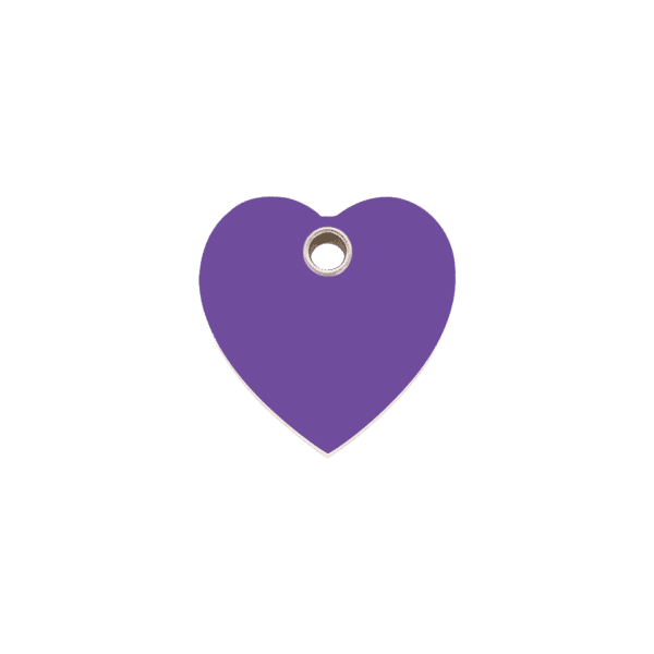 Vue avant - Médaille personnalisée Red Dingo cœur violet taille S pour chien/chat - 04-HT-PU-SM