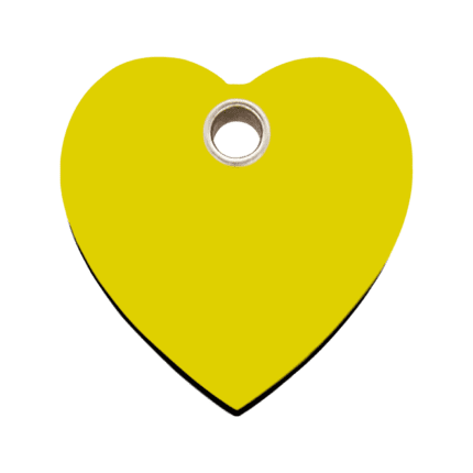 Vue avant - Médaille personnalisée pour chien ou chat - Red Dingo Plastique plat Jaune Cœur L