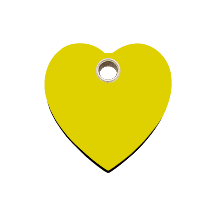 Vue avant - Médaille personnalisée Red Dingo cœur jaune taille M pour chien - Réf : 04-HT-YE-ME