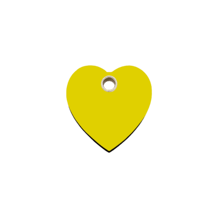 Vue avant - Médaille personnalisable pour chat ou petit chien - Red Dingo - Cœur jaune - Taille S