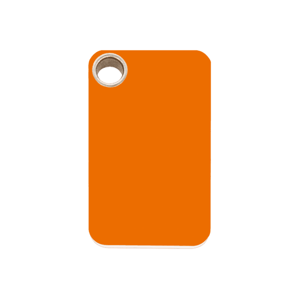 Vue avant - Médaille personnalisable pour chien Red Dingo - Collection Plastique Plat Orange - Taille M