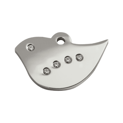 Vue avant - Médaille personnalisable pour chien Red Dingo Swarovski Diamantée avec motif oiseau - Taille M