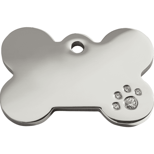 Vue avant - Médaille personnalisable pour chien Red Dingo Swarovski Os L - Gravure incluse