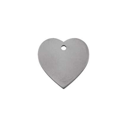 Vue avant - Médaille personnalisable pour chat Red Dingo Titane plat cœur - Taille S - Référence : 0T-HT-ZZ-SM