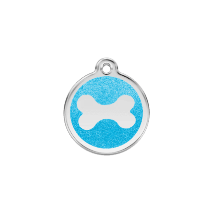 Vue avant - Médaille personnalisable Red Dingo Émail pailleté Aqua 20.00mm pour chien/chat