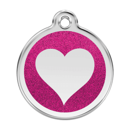 Vue avant - Médaille personnalisable pour chien ou chat - Red Dingo Émail pailleté rose vif 38.00mm