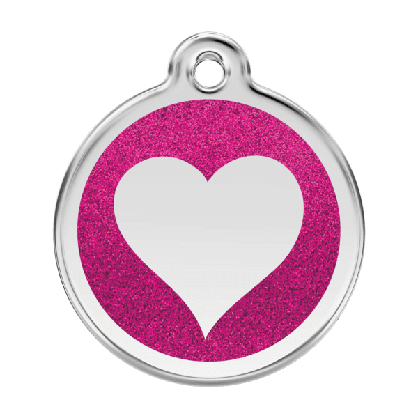 Vue avant - Médaille personnalisable pour chien ou chat - Red Dingo Émail pailleté rose vif 38.00mm