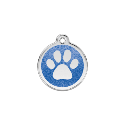 Vue avant - Médaille personnalisable Red Dingo Émail pailleté bleu foncé 20mm - Pour chien/chat - Réf : 0X-PP-DB-SM