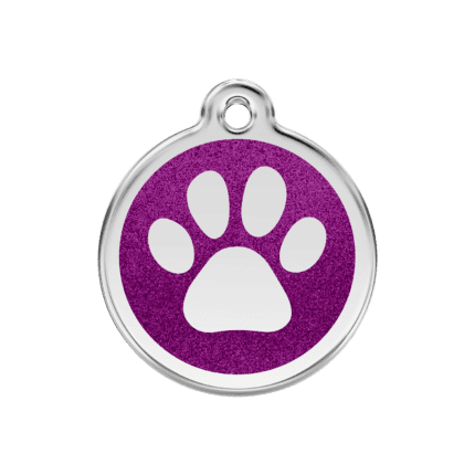 Vue avant - Médaille personnalisable Red Dingo Émail pailleté violet 30mm pour chien ou chat