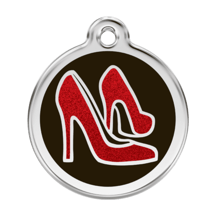 Vue avant - Médaille personnalisée pour chien Red Dingo Émail pailleté Chaussure rouge - Taille L