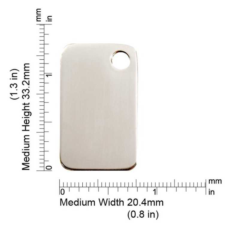 Dimensions de la médaille Red Dingo acier inoxydable 2RT - Medium