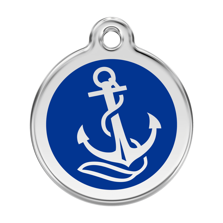 Vue avant - Médaille personnalisable pour chien Red Dingo Ancre Bleu foncé - Taille L