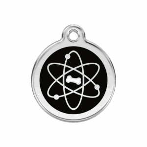Médaille chien Atome Noir Taille M en émail et acier inoxydable
