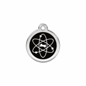 Médaille chat Atome Noir Taille S en émail et acier inoxydable