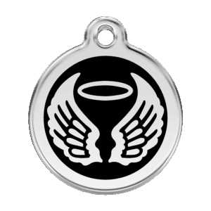 Médaille chien ailes d'anges noir - Taille L
