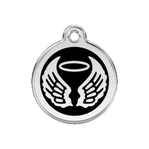 Médaille chien ailes d'anges noir - Taille M