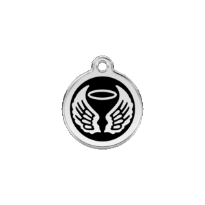 Médaille chat Ailes d'anges Émail Noir S
