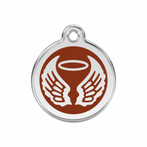 Médaille chien ailes d'anges brun - Taille M