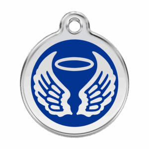 Médaille chien ailes d'anges bleu foncé - Taille L