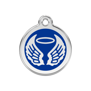 Médaille chien ailes d'anges bleu foncé - Taille M