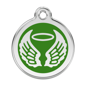 Médaille chien ailes d'anges émail vert - Taille L