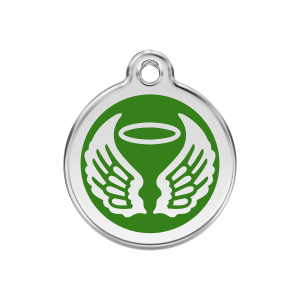 Médaille chien ailes d'anges vert - Taille M