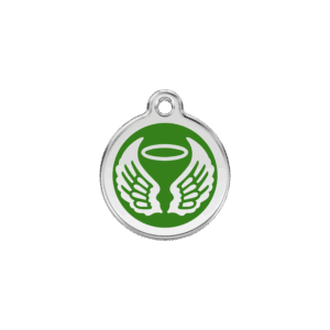 Médaille chat Ailes d'anges Émail Vert Taille S