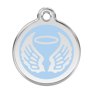 Médaille chien ailes d'anges bleu clair - Taille L