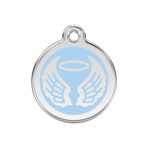 Médaille chien ailes d'anges bleu clair - Taille M