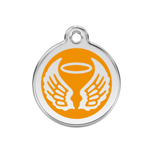 Médaille chien ailes d'anges orange - Taille M