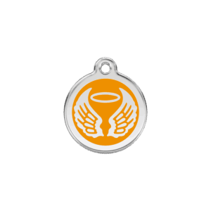 Médaille chat Ailes d'anges Orange Taille S - Émail & Acier inoxydable