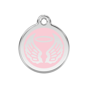 Médaille chien ailes d'anges rose Taille M