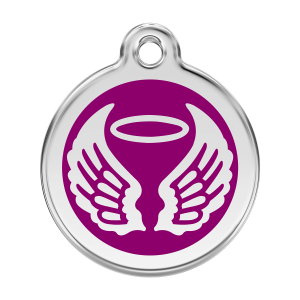 Médaille chien ailes d'anges violet - Taille L