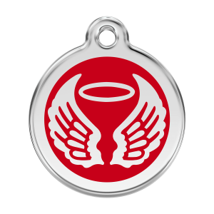 Médaille chien ailes d'anges rouge - Taille L