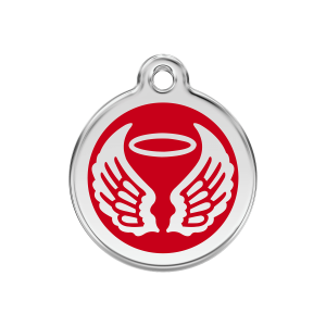 Médaille chien ailes d'anges rouge - Taille M